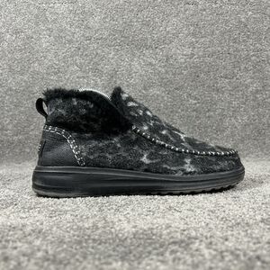 Hey Dude Denny Ankle Boots Womens Sz 8 Marble Grey Leopard Print Faux Fur Shoes